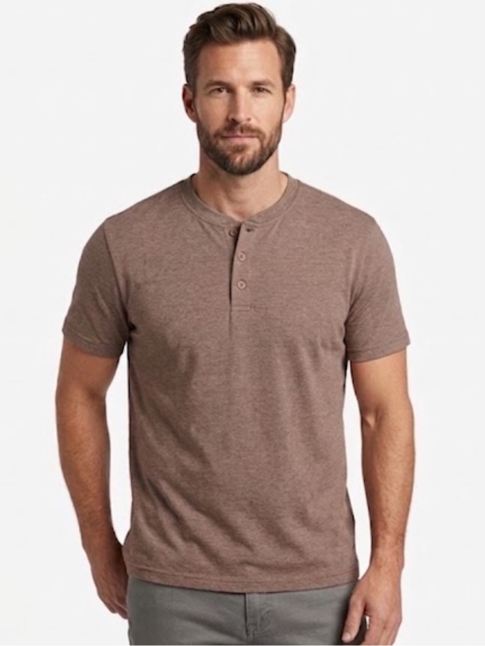 NWT Weatherproof Vintage Men’s Brown Short Sleeve Henley Shirt Casual Tee (XXL)